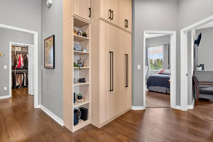 Custom shelving and cabinet storage built in