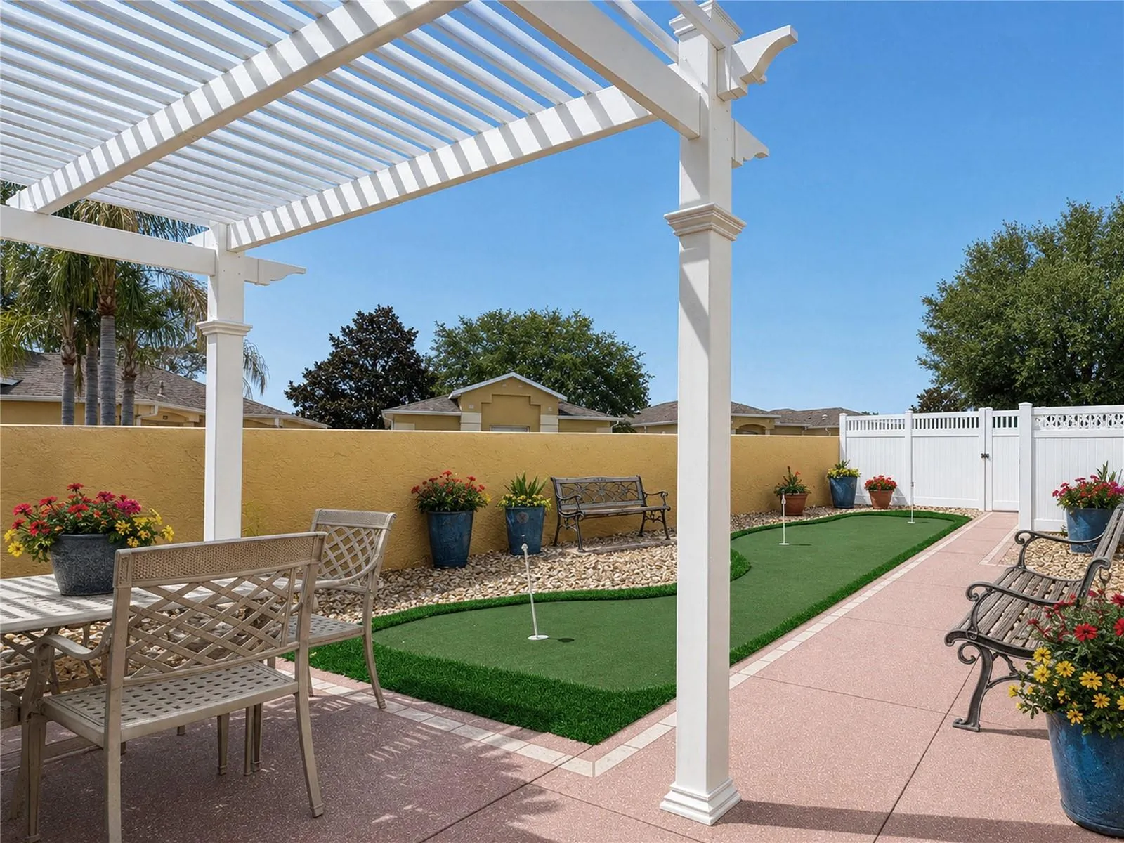 ENORMOUS AMOUNT OF OUTDOOR LIVING SPACE - INCLUDES A 3 HOLE PUTTING GREEN!