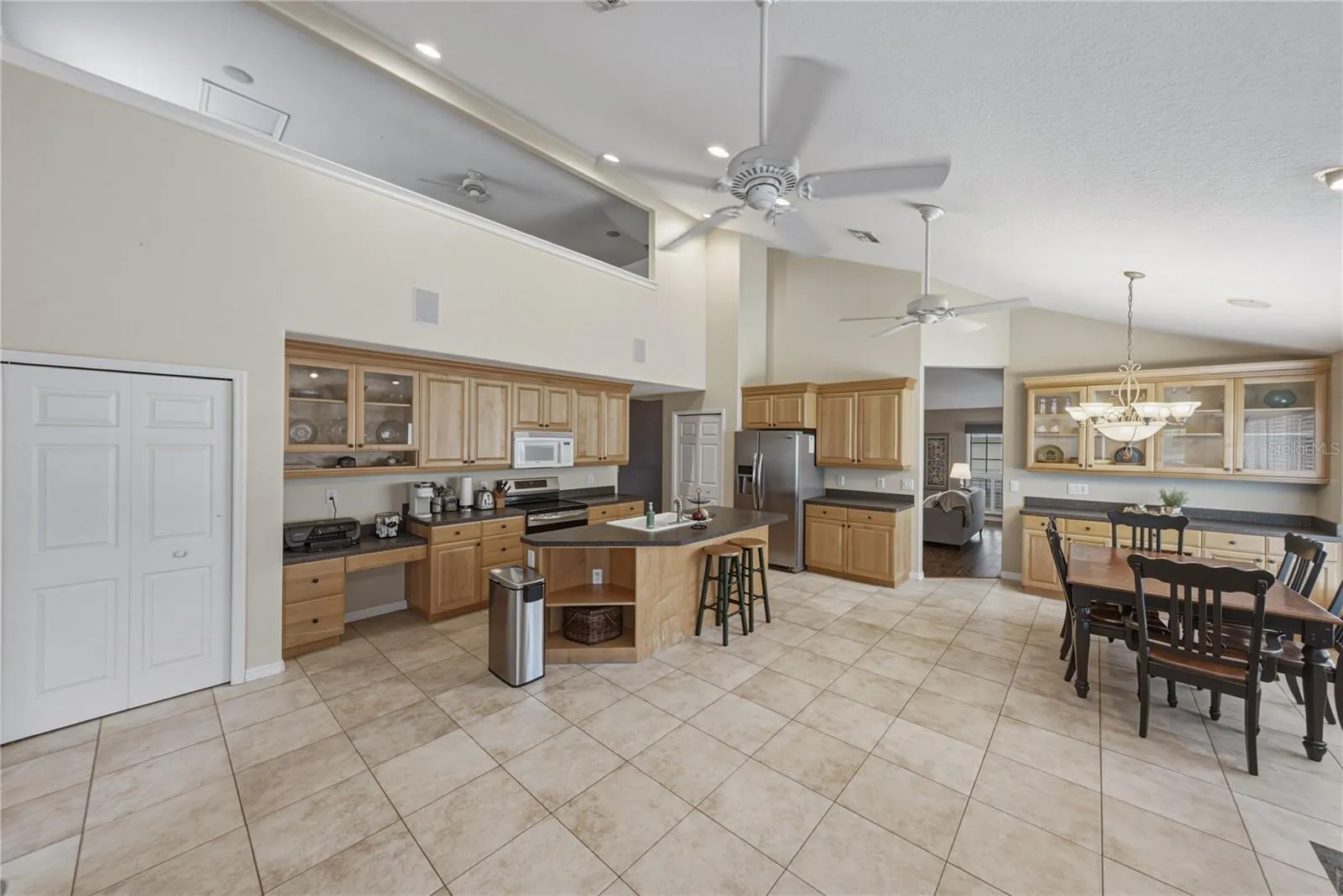 Family, kitchen and dining room combo