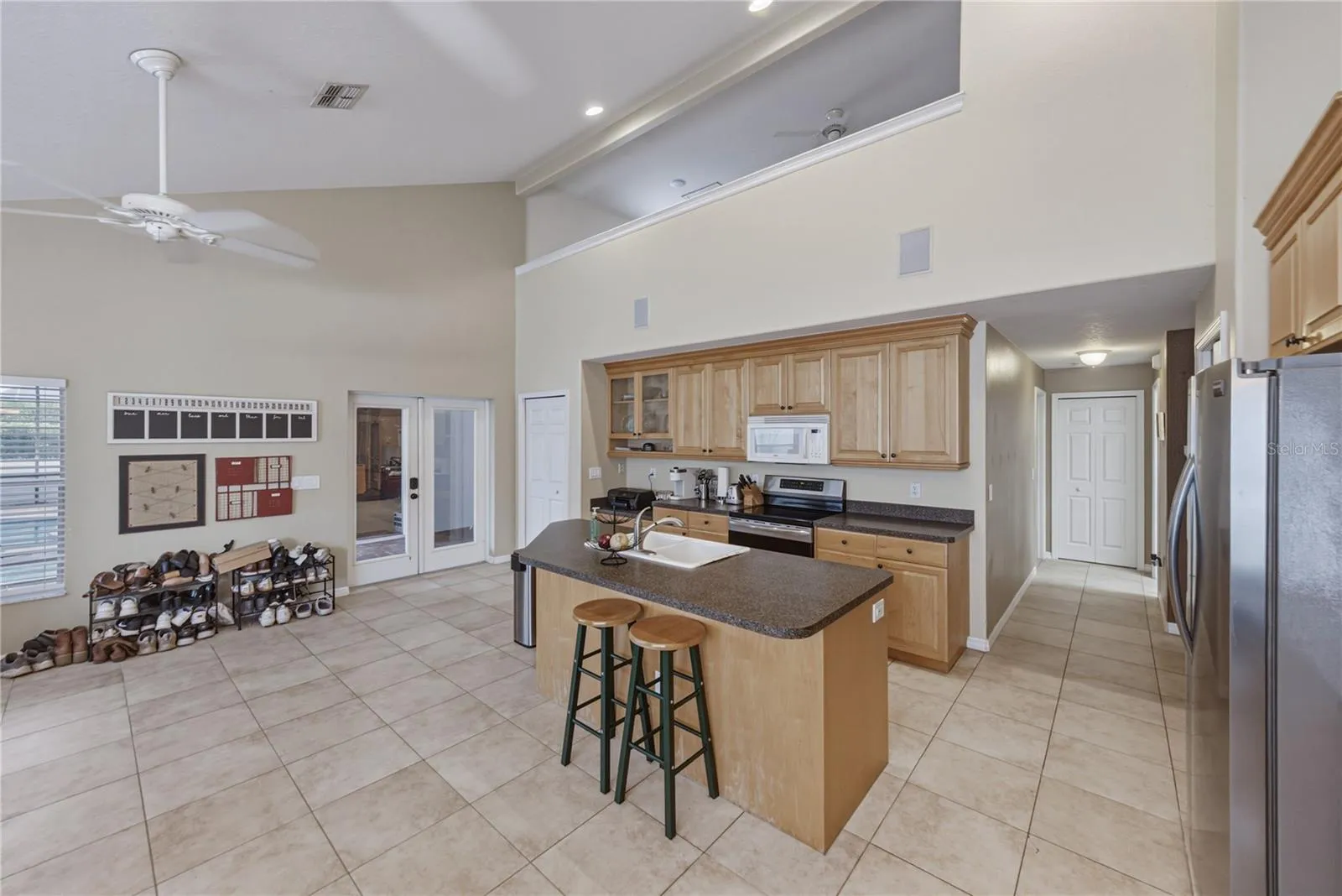 Kitchen, dining and family room