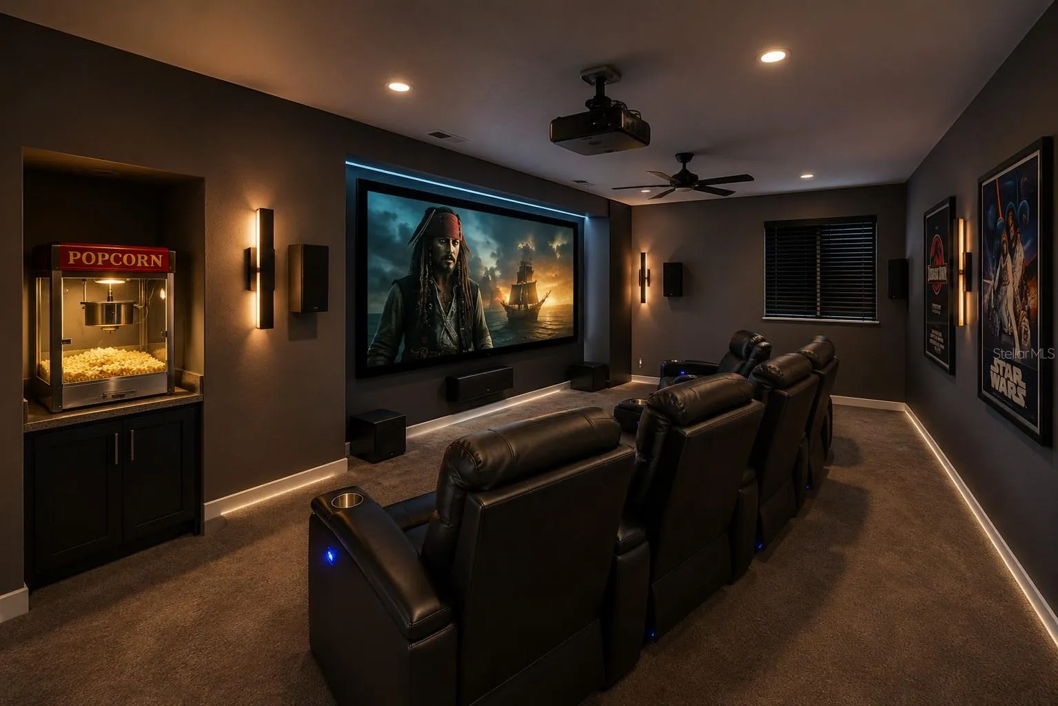 Virtual reality conversion of 4th bedroom into home theater.