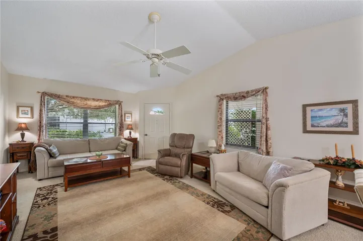 Living room with tall ceilings