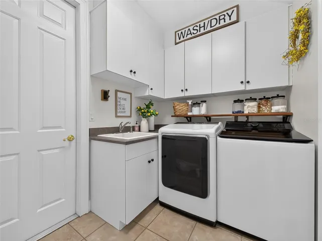 Main floor laundry room with access to garage