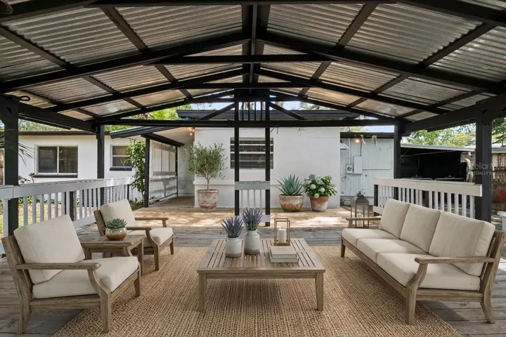 Virtually Staged Covered Deck