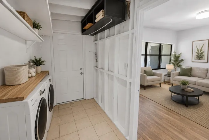 Virtually Staged - Laundry Room off 2nd Living Room