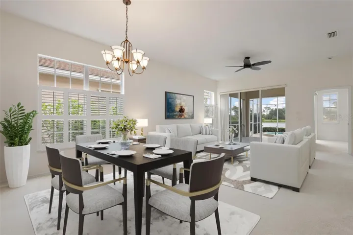 Virtually staged - Dining room, living room