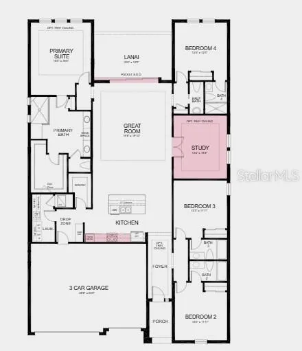 Floor Plan ~ Additional Highlights Include: tray ceiling package, laundry tub, door from primary bath to laundry room, and whole house blinds