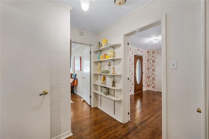 Hallway has linen closet