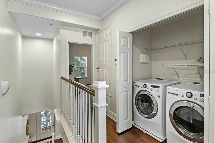 Laundry Area Upstairs Between Primary Bedroom and Guest Bedroom
