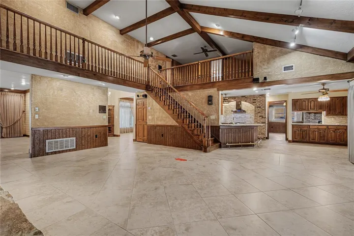 Expansive Family room with Wood burning fireplace