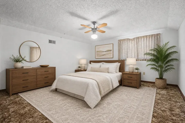 Virtually Staged. Upstairs Bedroom with walk-in closet.