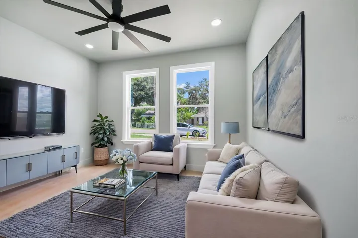 Den room virtually staged
