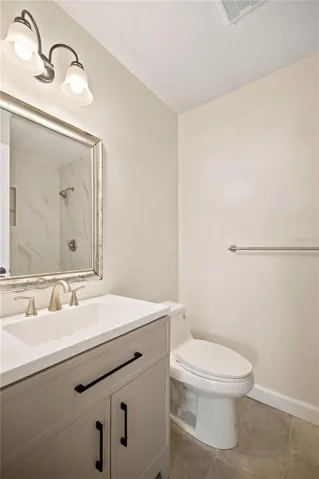 Primary bathroom with new vanity