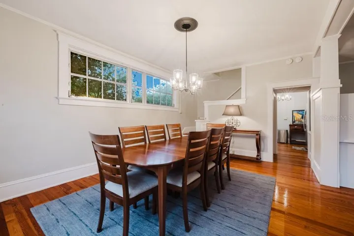 Dining room with lots of light.