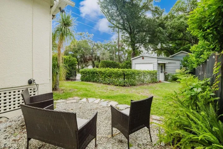 Shell seating area with power outlet.