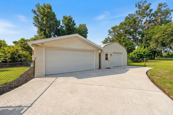 Exterior of smaller and larger garages.
