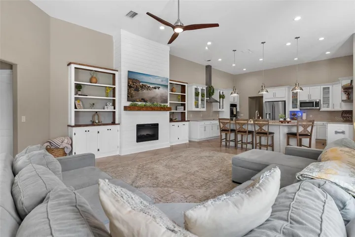 Family Room with High Ceilings