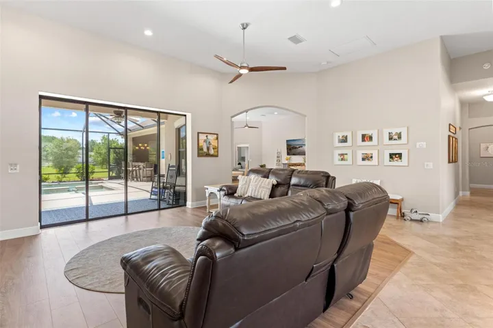 Formal Living Room with Glass Sliders to Pool