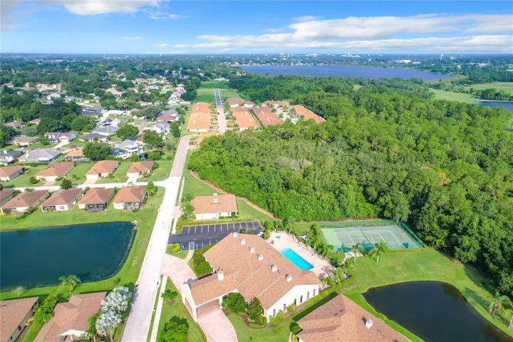Aerial View of Clubhouse, Pool and Tennis Courts
