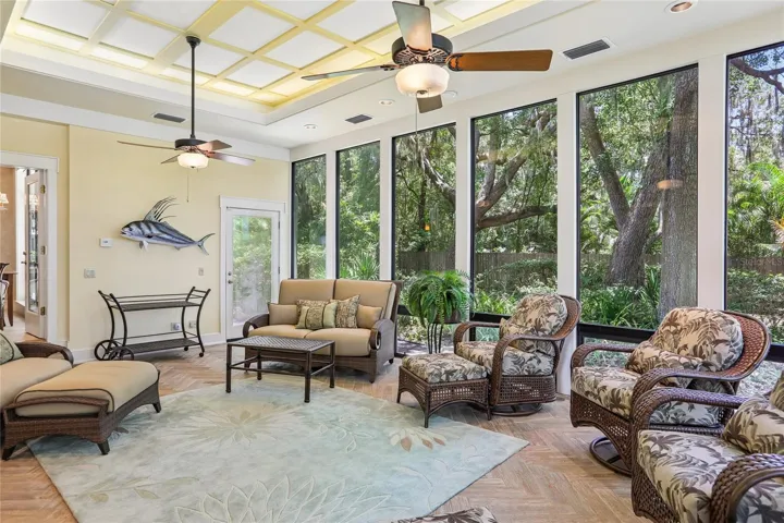 Coffered ceilings / floor to ceiling windows