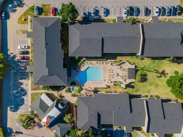 Aerial of north pool directly behind unit