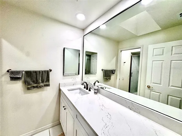 Guest bathroom -newly renovated quartz vanity