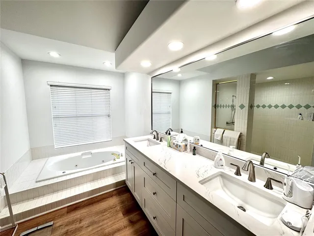 Master bathroom with the new double vanities
