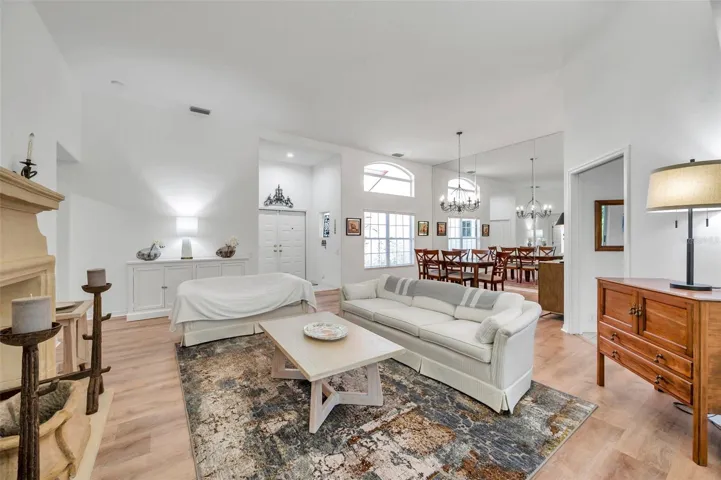 spacious liiving room flowing into the dining room