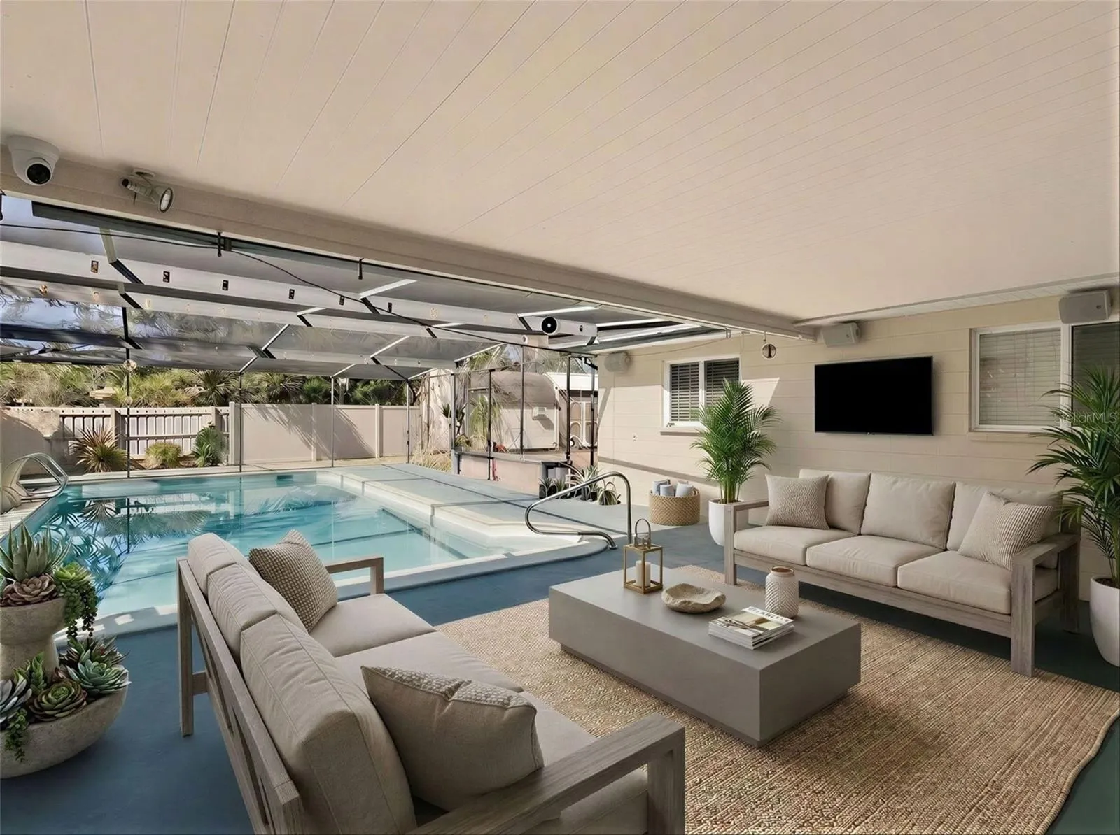 pool with virtual furniture