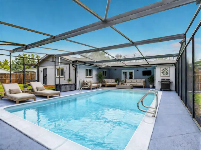 Pool with virtual furniture
