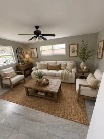 Virtually staged living room
