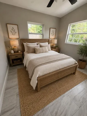 Virtually staged primary bedroom