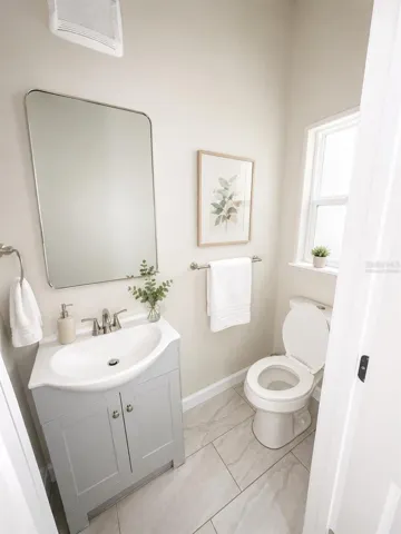 Virtually staged primary bathroom