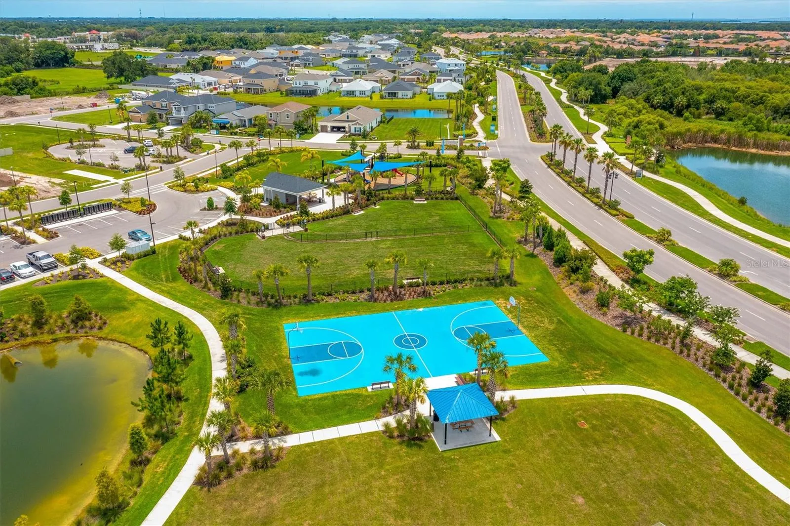 Aerial View of Basketball Court