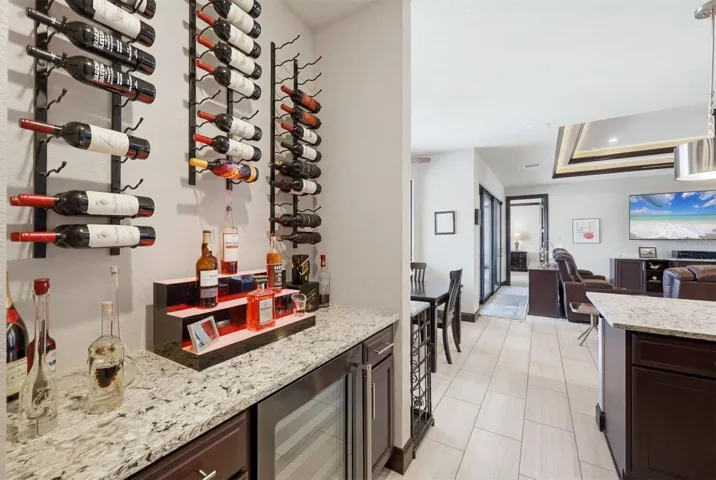 Bar area with beverage refrigerator