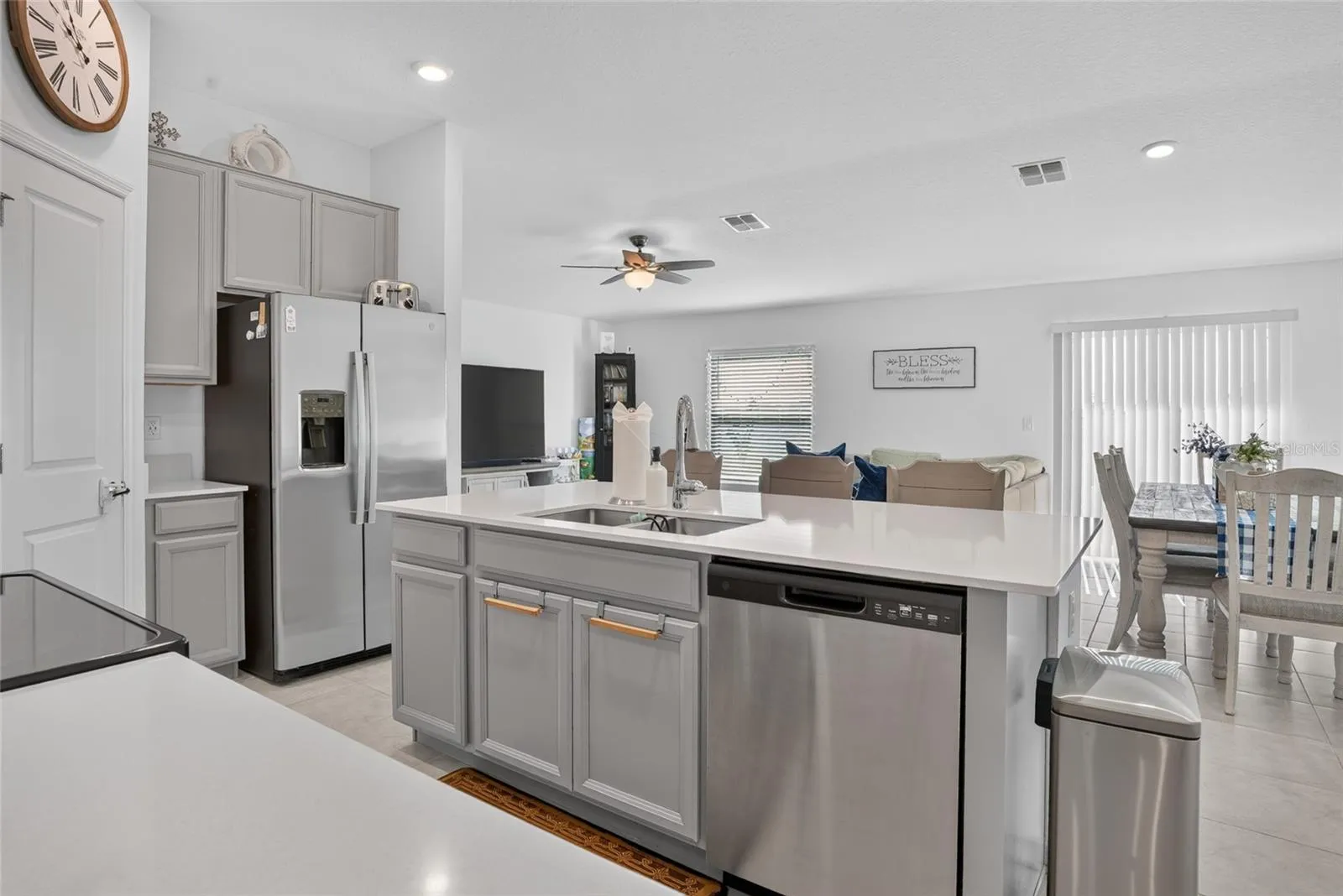 Open Concept Kitchen, DR, LR