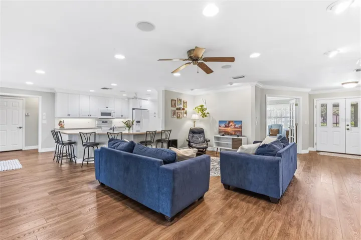 Main House Living Room overlooking Kitchen