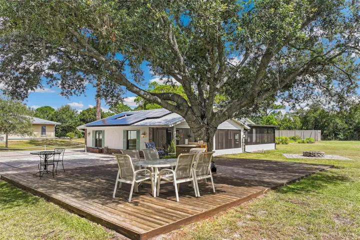 Backyard deck with Sandbox