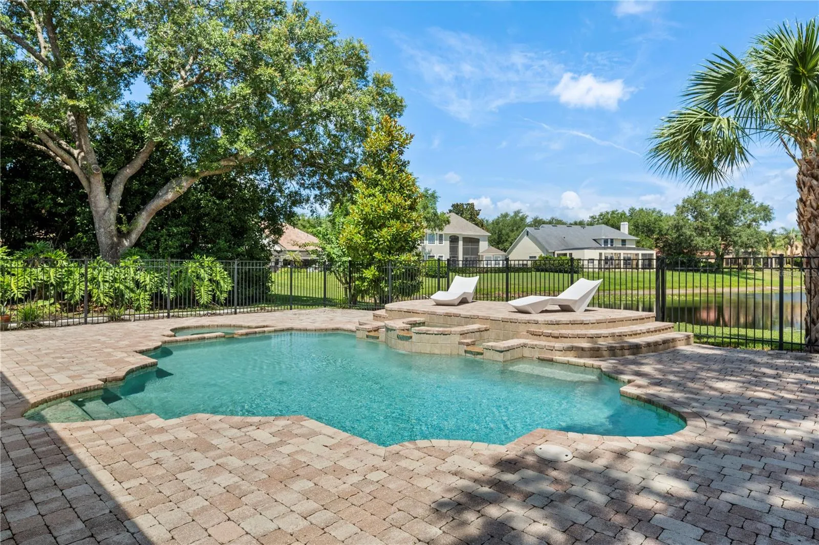 Beautiful open pool with sunning platform