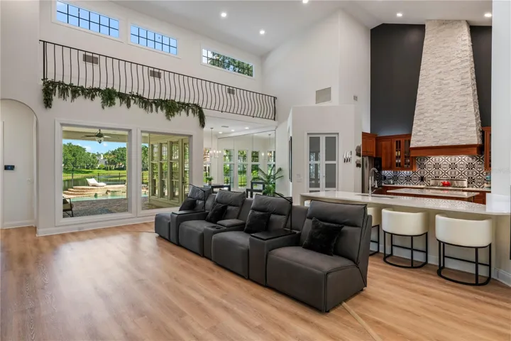Great Room has soaring 32' ceiling