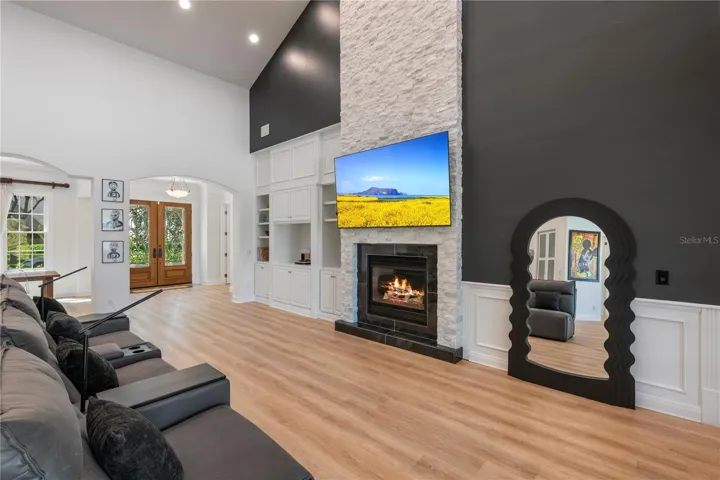 Great Room is flanked by amazing accent walls