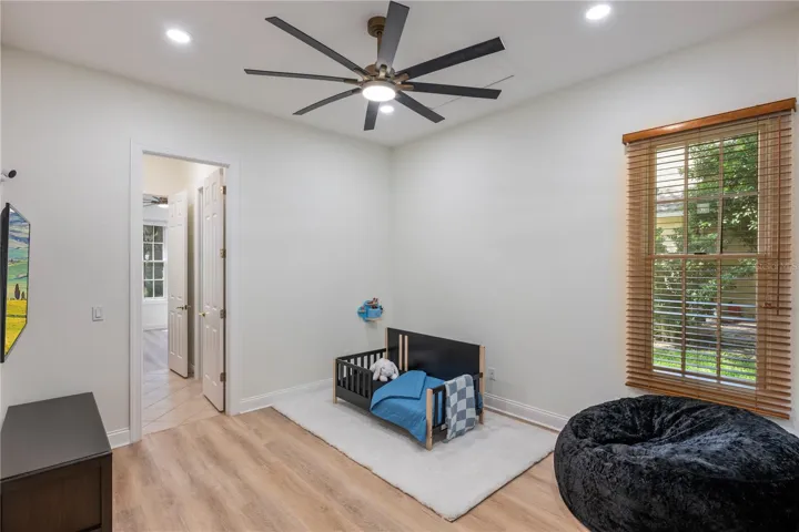 Bedroom connected to full bath and to home office