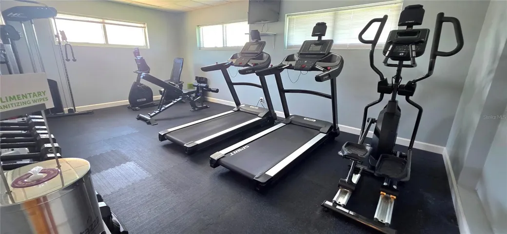 part of the gym which also includes a sauna