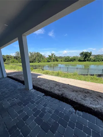 Covered lanai with water views