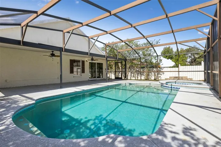 27 Foot Covered Lanai, Overlooking fully screened in pool