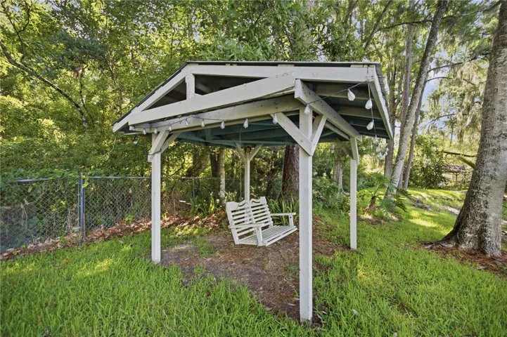 Covered swing view of water