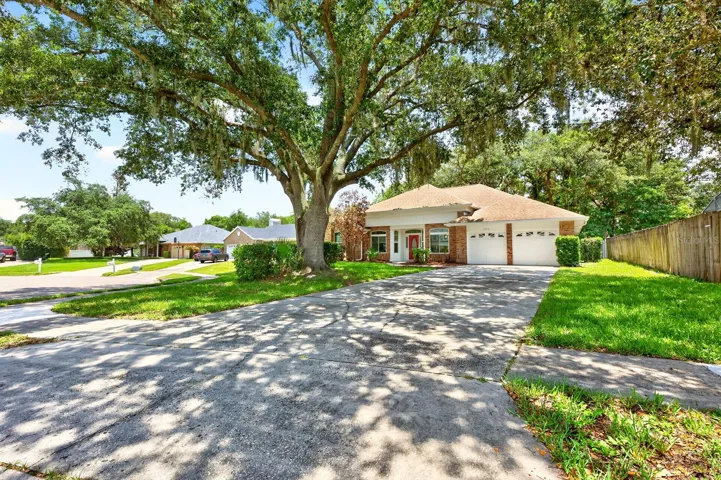 Ample parking, mature trees.