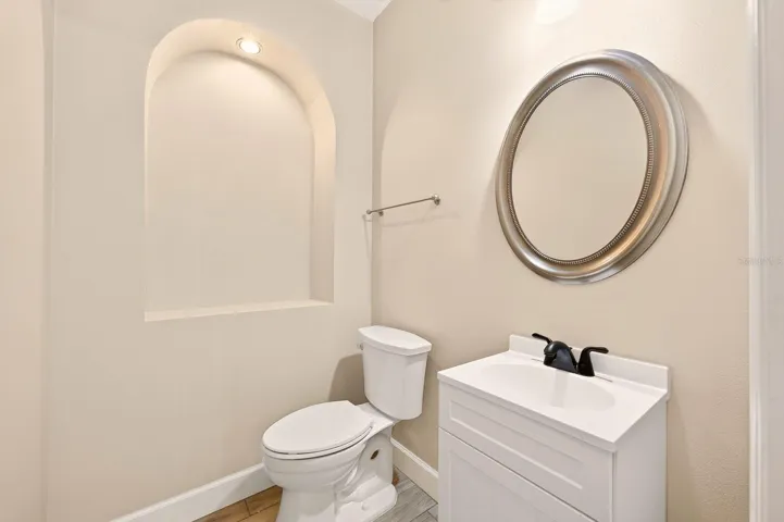 Half bath convenient for guests.
