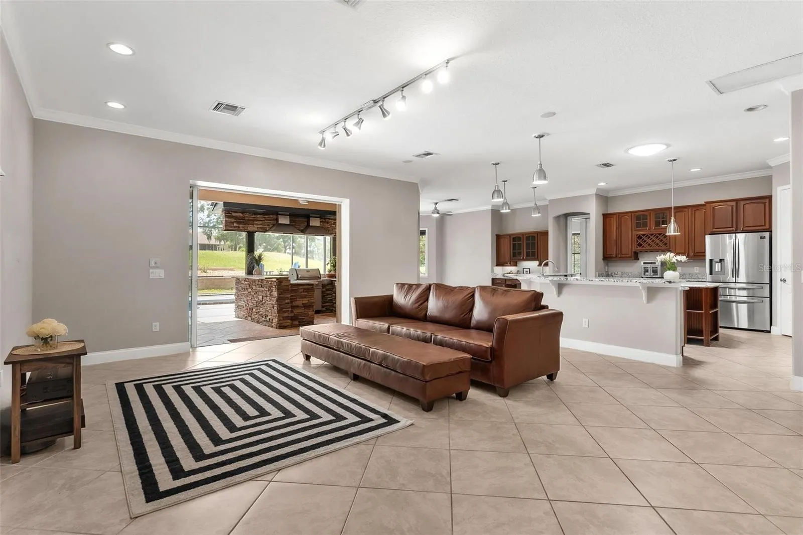 Living Area with High Ceilings