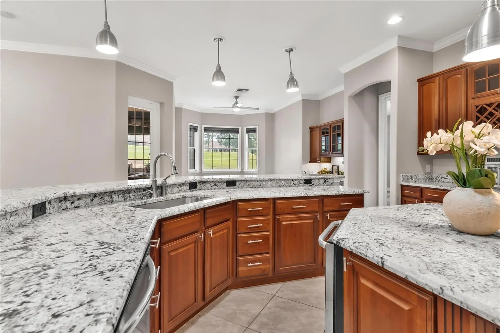 Gleaming granite countertops